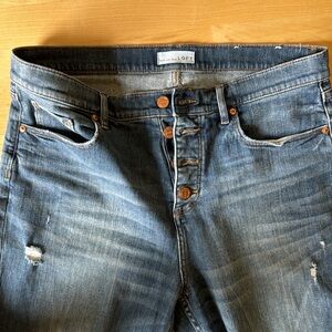 Loft Button Fly Slim Pocket High Waisted Flare Crop - 12/31